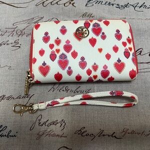 Tory Burch Red Heart printed Wallet Wristlet